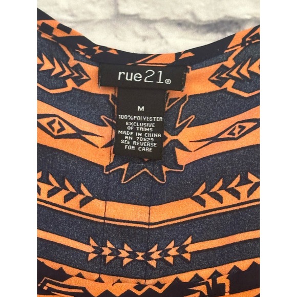 Rue 21 Ladies Orange And Black Aztec Blouse Size M - Picture 2 of 10